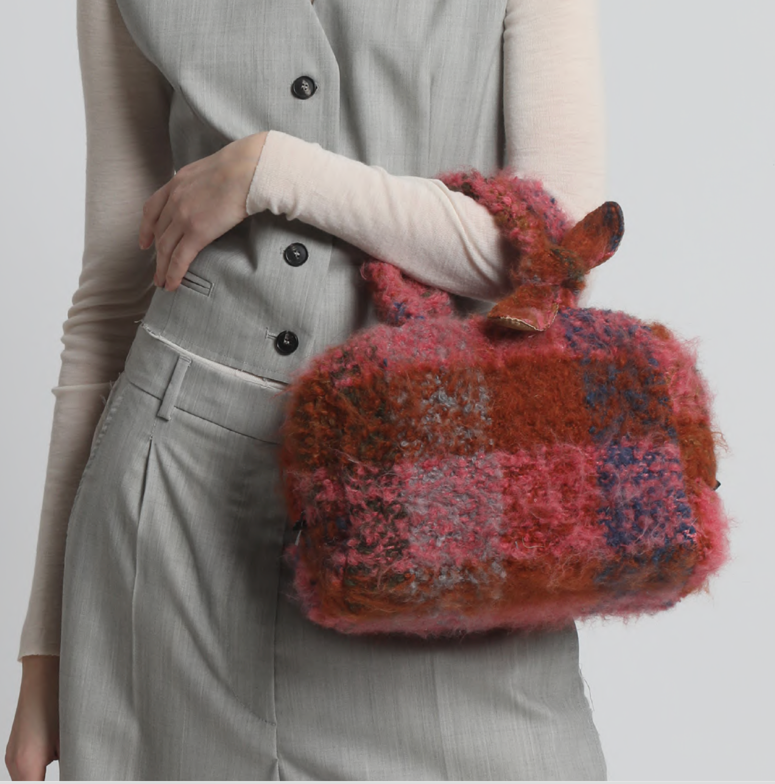 Maria La Rosa Bound Bag in Red Alpaca