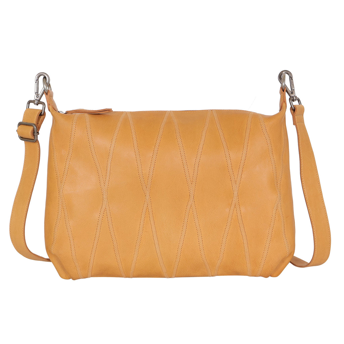 Latico Avery Diamond Leather Crossbody Bag in Camel