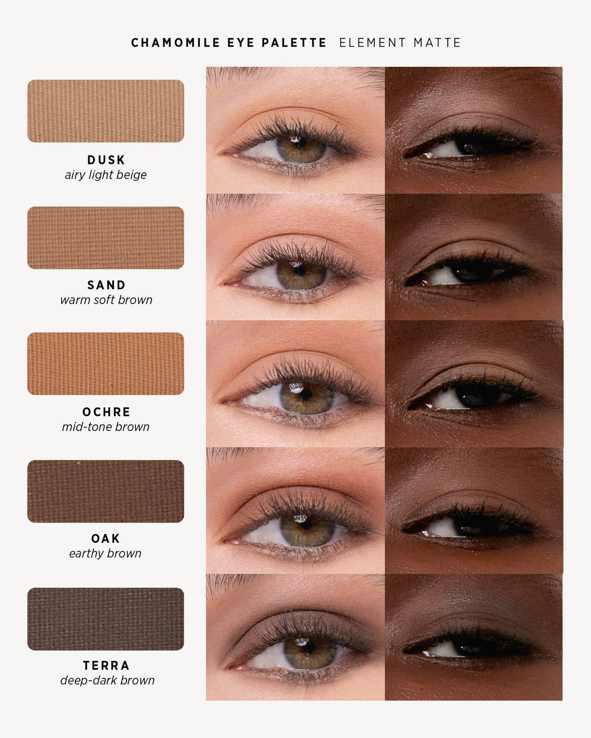 Element Matte shade chart