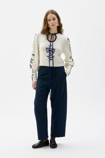 Maska Porcelaine pattern wool sweater in Cream White, alternate view | NAHARA Mendocino