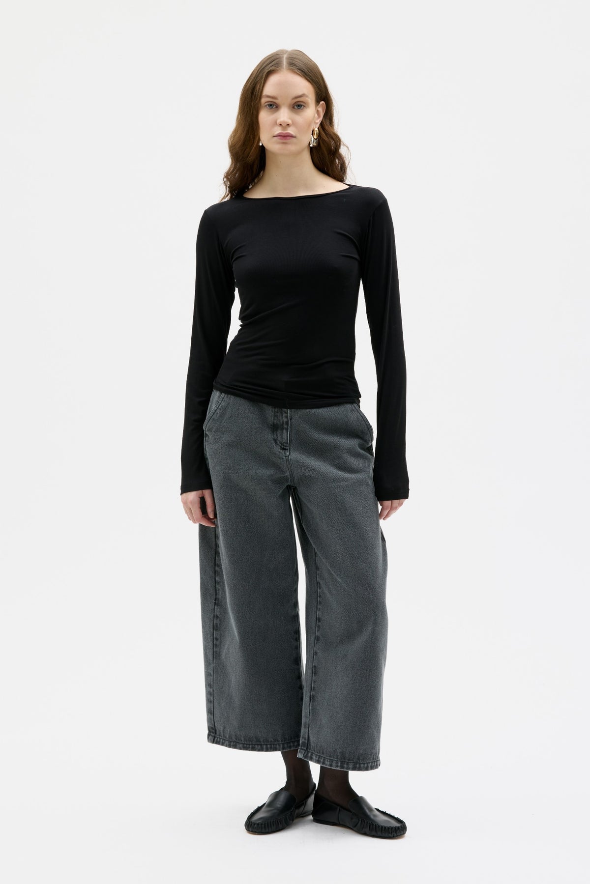 Maska Volo Tencel top in Black, front | NAHARA Mendocino