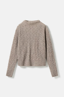 Maska Zoya bicolour lambswool sweater in Taupe Bicolour, front | NAHARA Mendocino