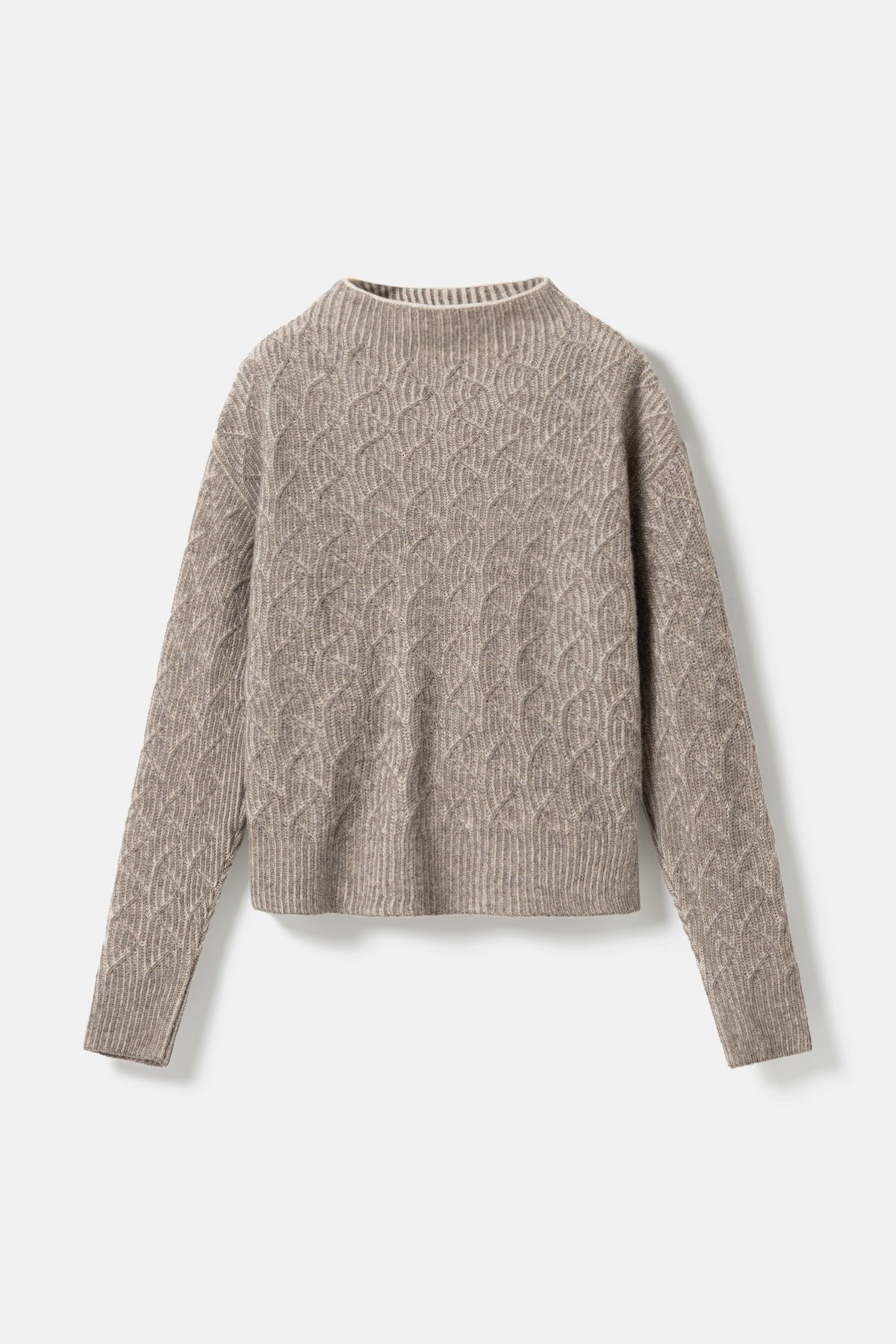 Maska Zoya bicolour lambswool sweater in Taupe Bicolour, front | NAHARA Mendocino