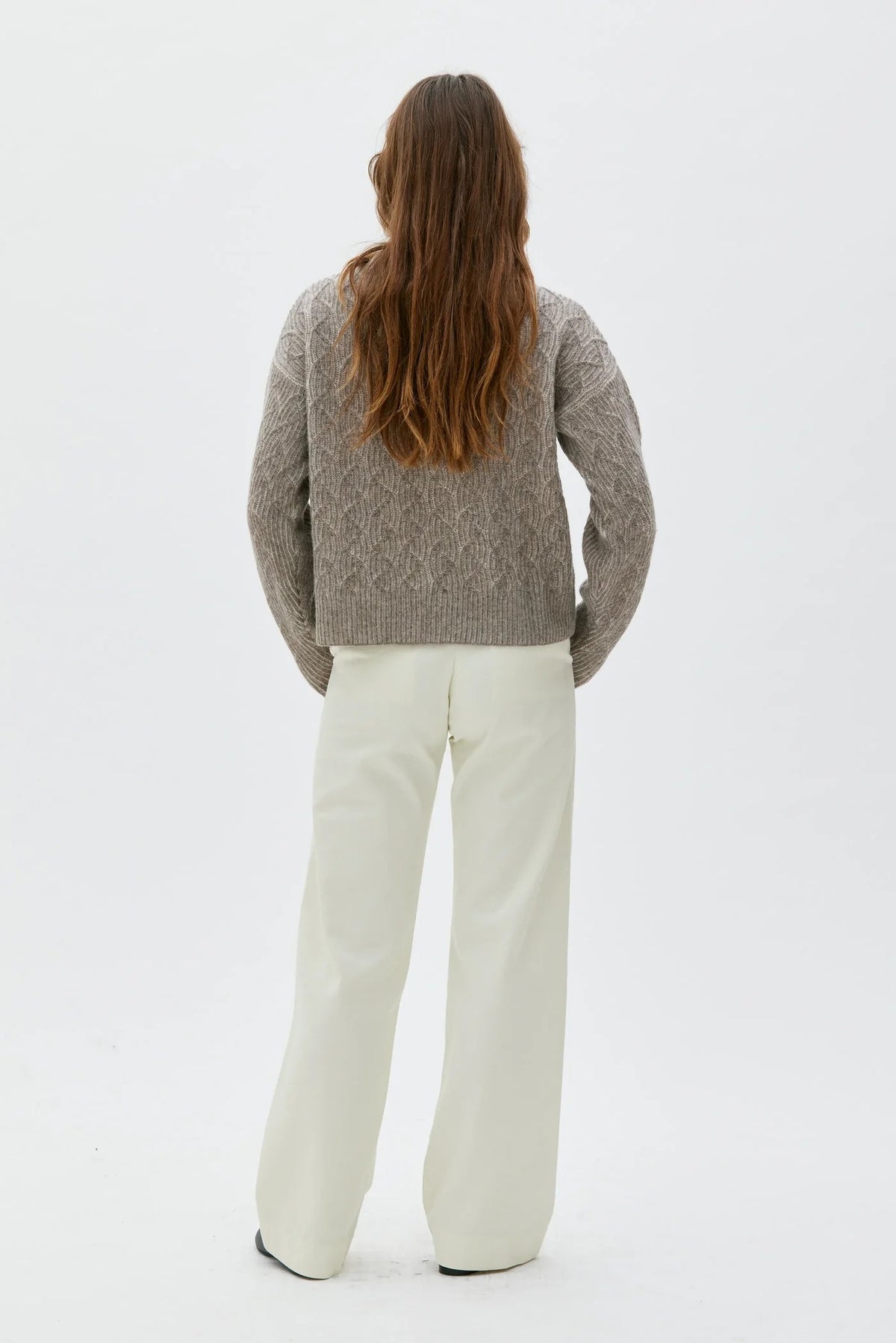 Maska Zoya bicolour lambswool sweater in Taupe Bicolour, view 3 | NAHARA Mendocino
