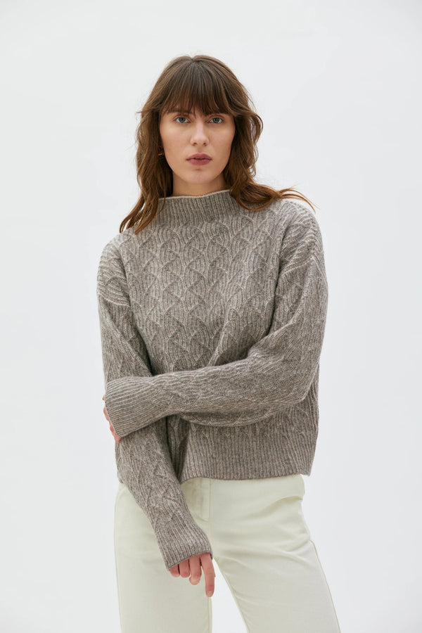 Maska Zoya Bicolour Lambswool Sweater- Taupe Bicolour
