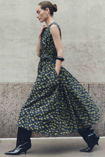 Merlette Villard Dress - Navy Lemon Floral Print