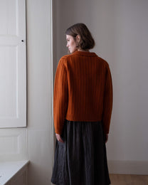 BONNIE POLO HAND KNIT WOOL CARDIGAN - OXIDE