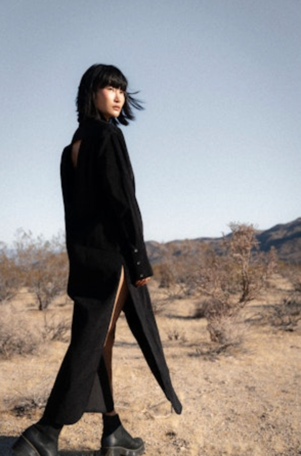 EVOLVE MAXI SHIRT DRESS- Black Cotton Corduroy