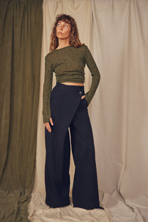 Cossac Organic Cotton Wrap Trousers- Black