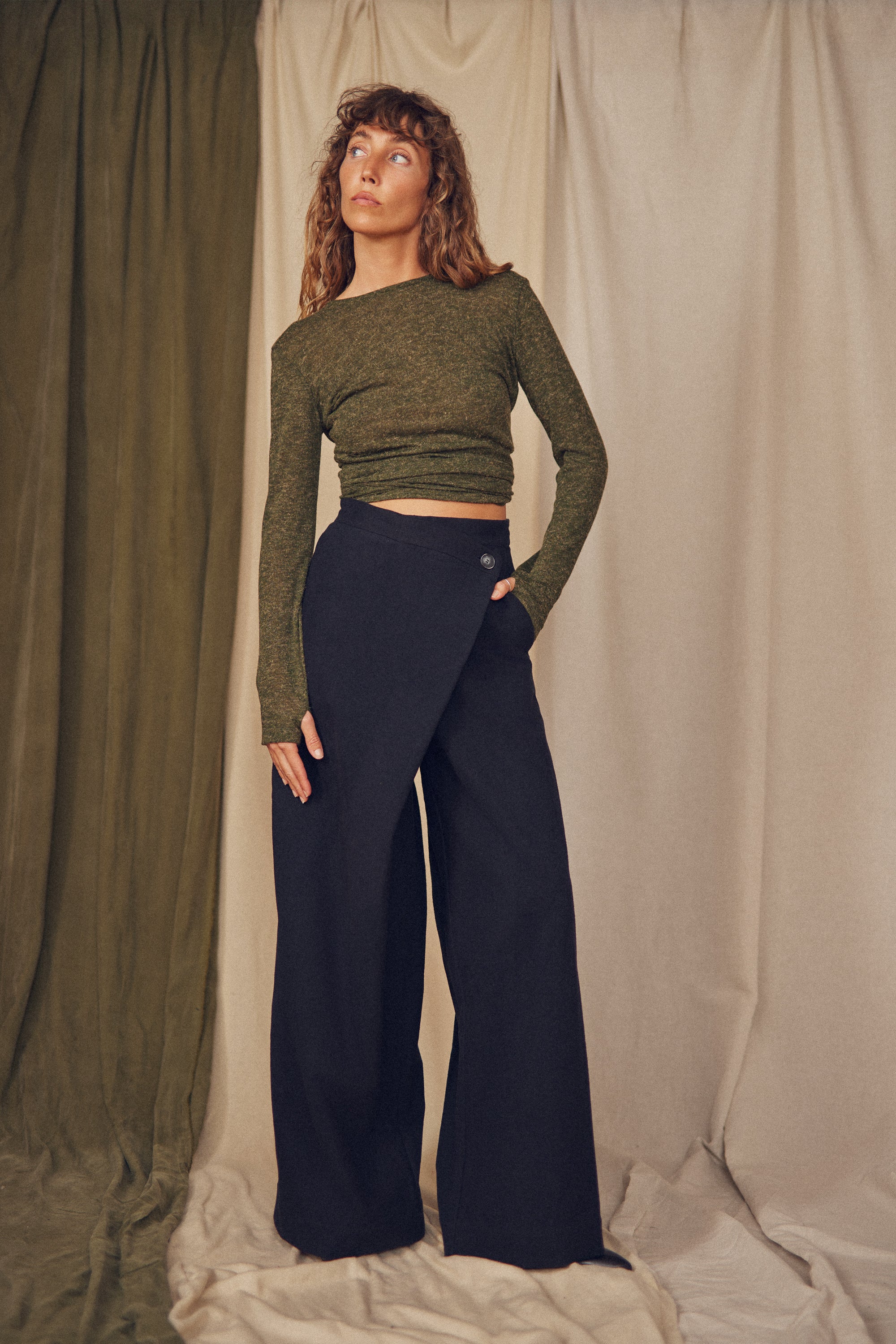 Cossac Organic Cotton Wrap Trousers- Black