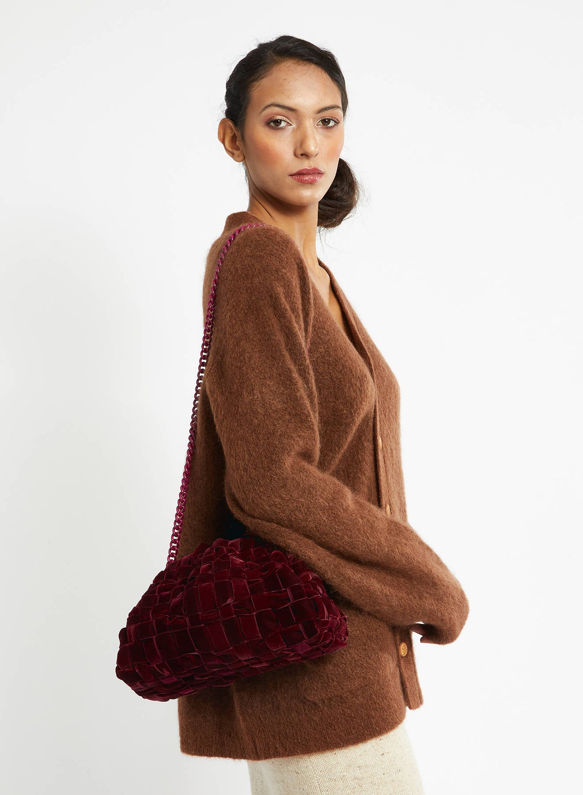 Maria La Rosa Bag: Velvet Mini Game - Khaki