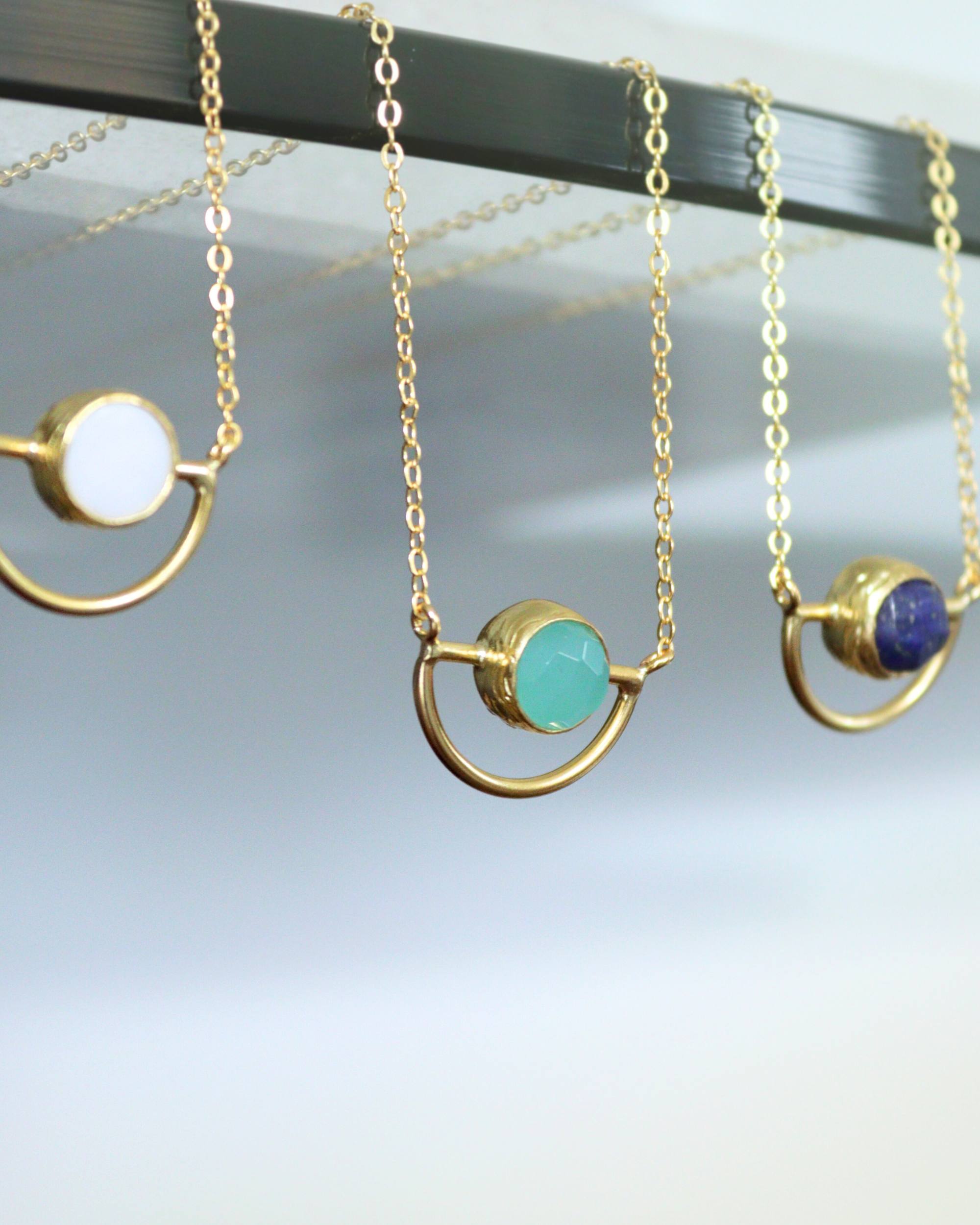 Elise Aqua Chalcedony Pendant Necklace
