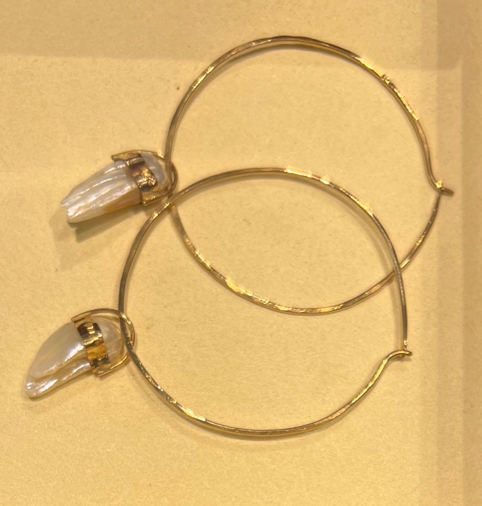 Gold Freshwater Pearl Hoops