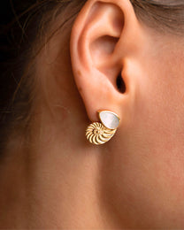 Nautilus Seashell Mother of Pearl Stud Earrings