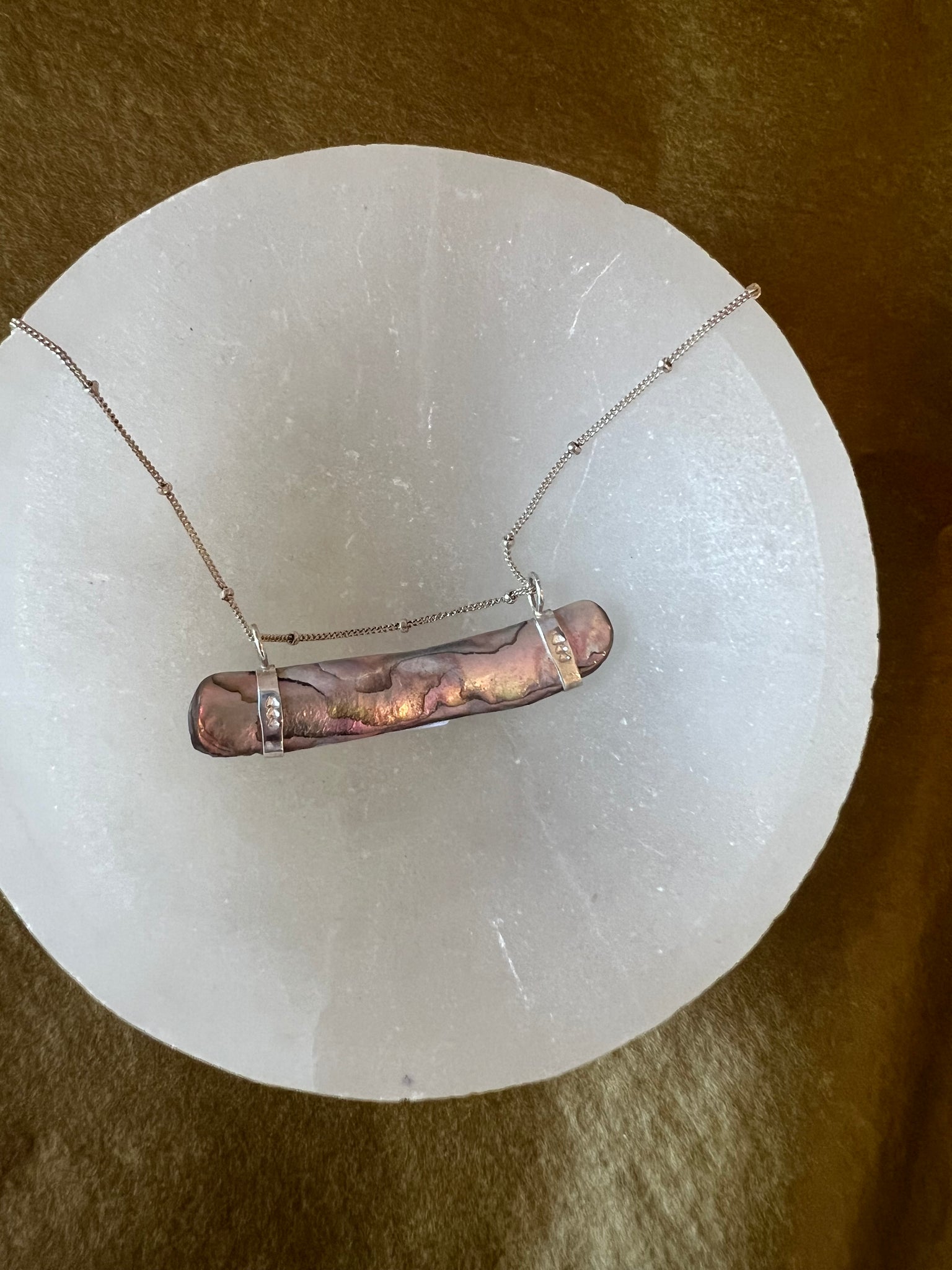 Abalone Smile Necklace- Silver