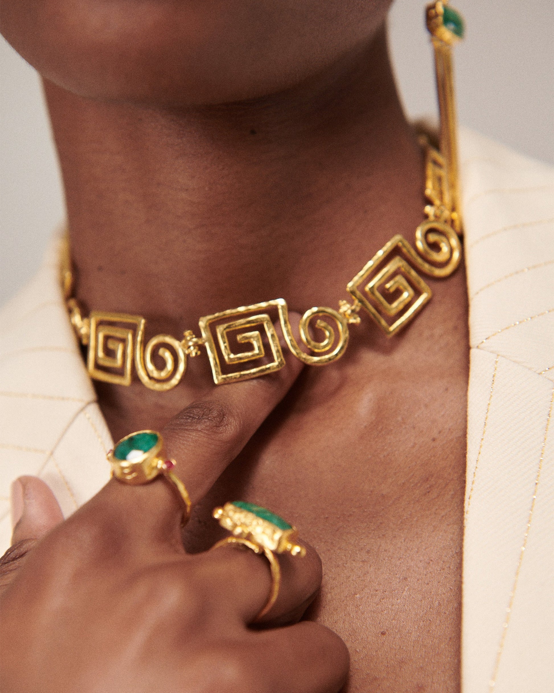 Megara Geometric Spiral Necklace
