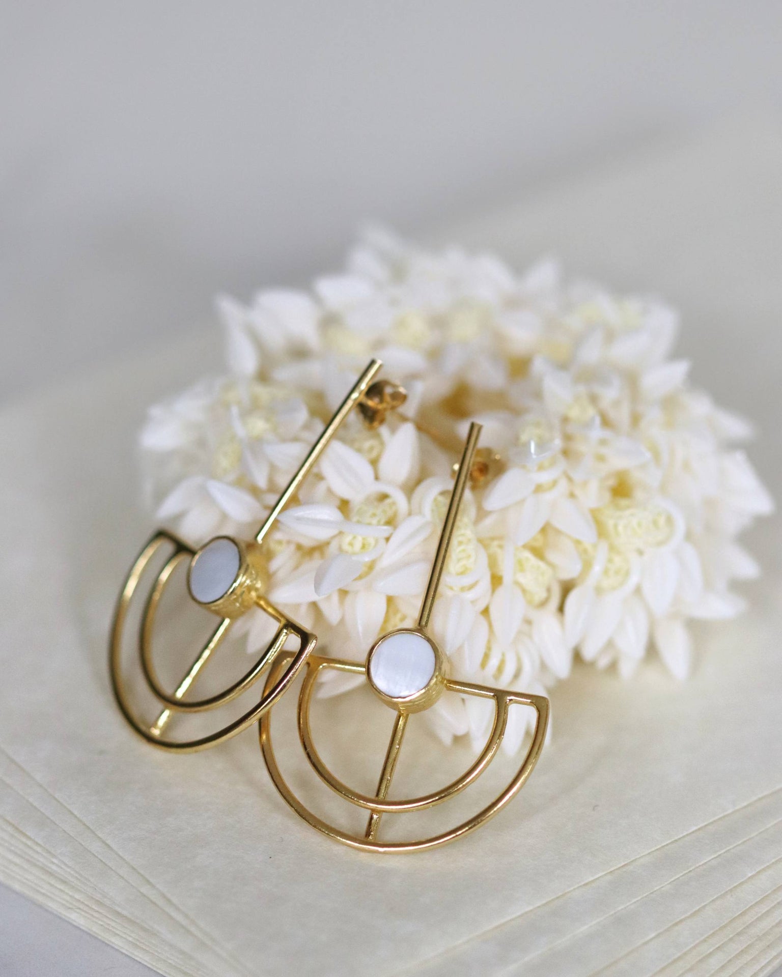 Elise Mother of Pearl Drop Stud Earrings