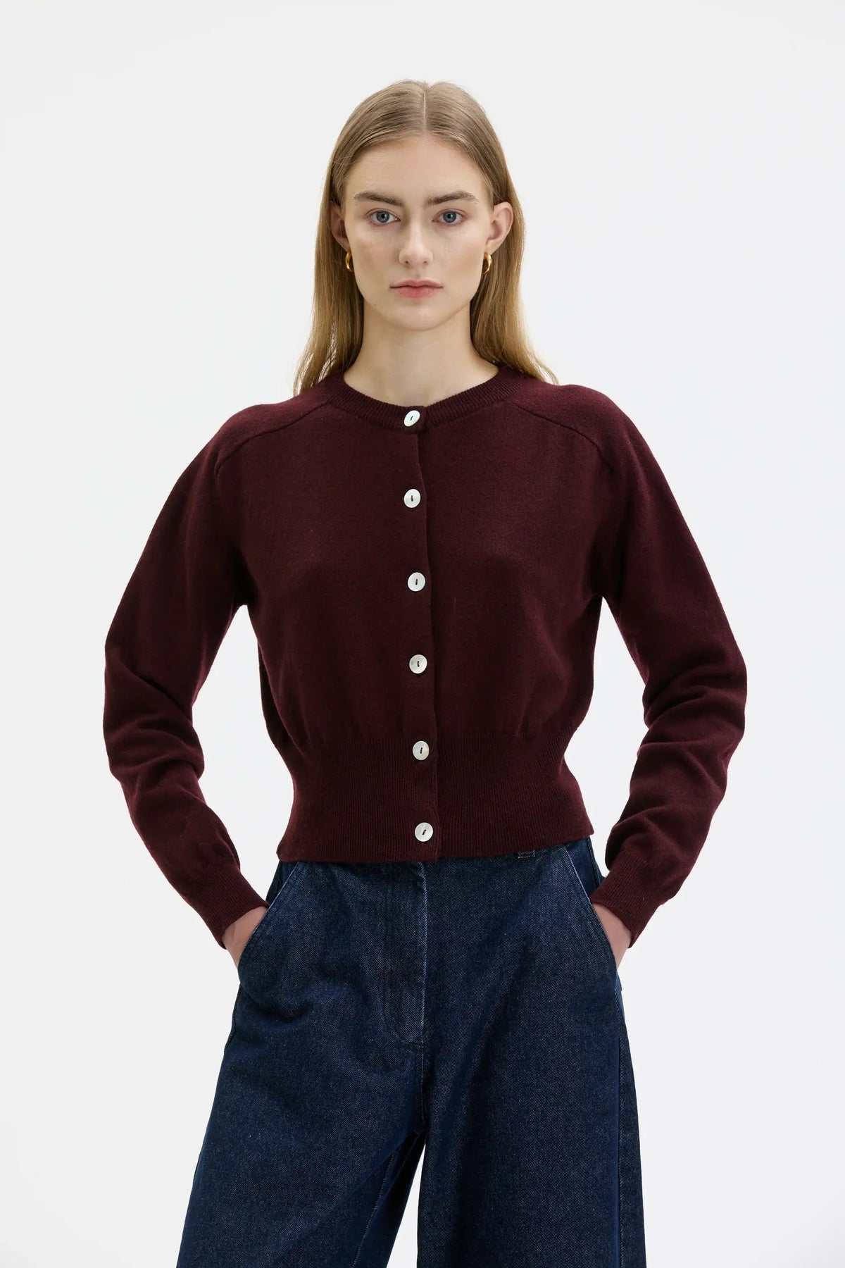 Maska Malo Fine Knit Wool Cashmere Cardigan - Port Wine