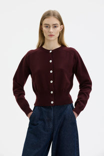 Maska Malo Fine Knit Wool Cashmere Cardigan - Port Wine