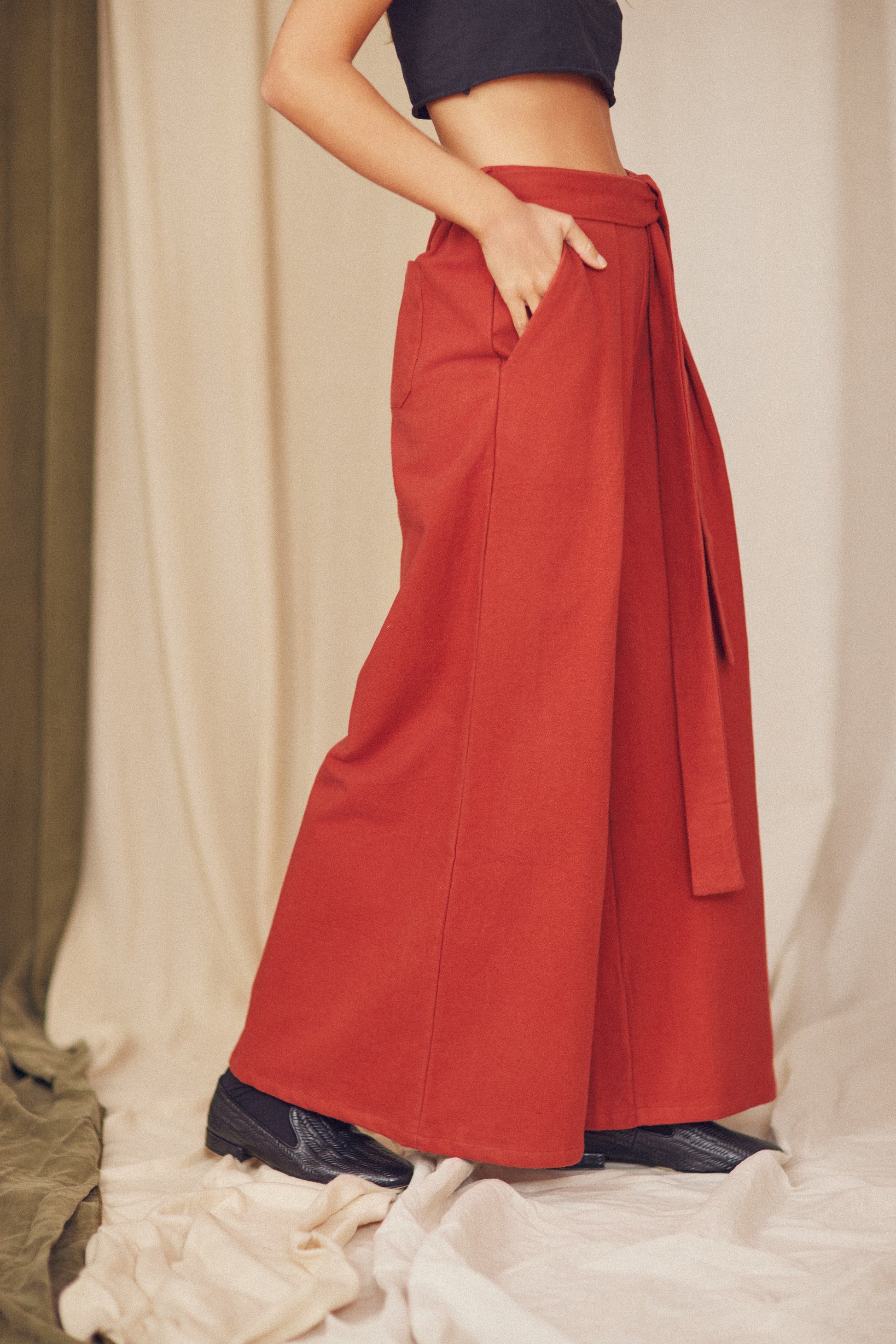 Cossac Organic Cotton Wide Leg Trouser- Poppy