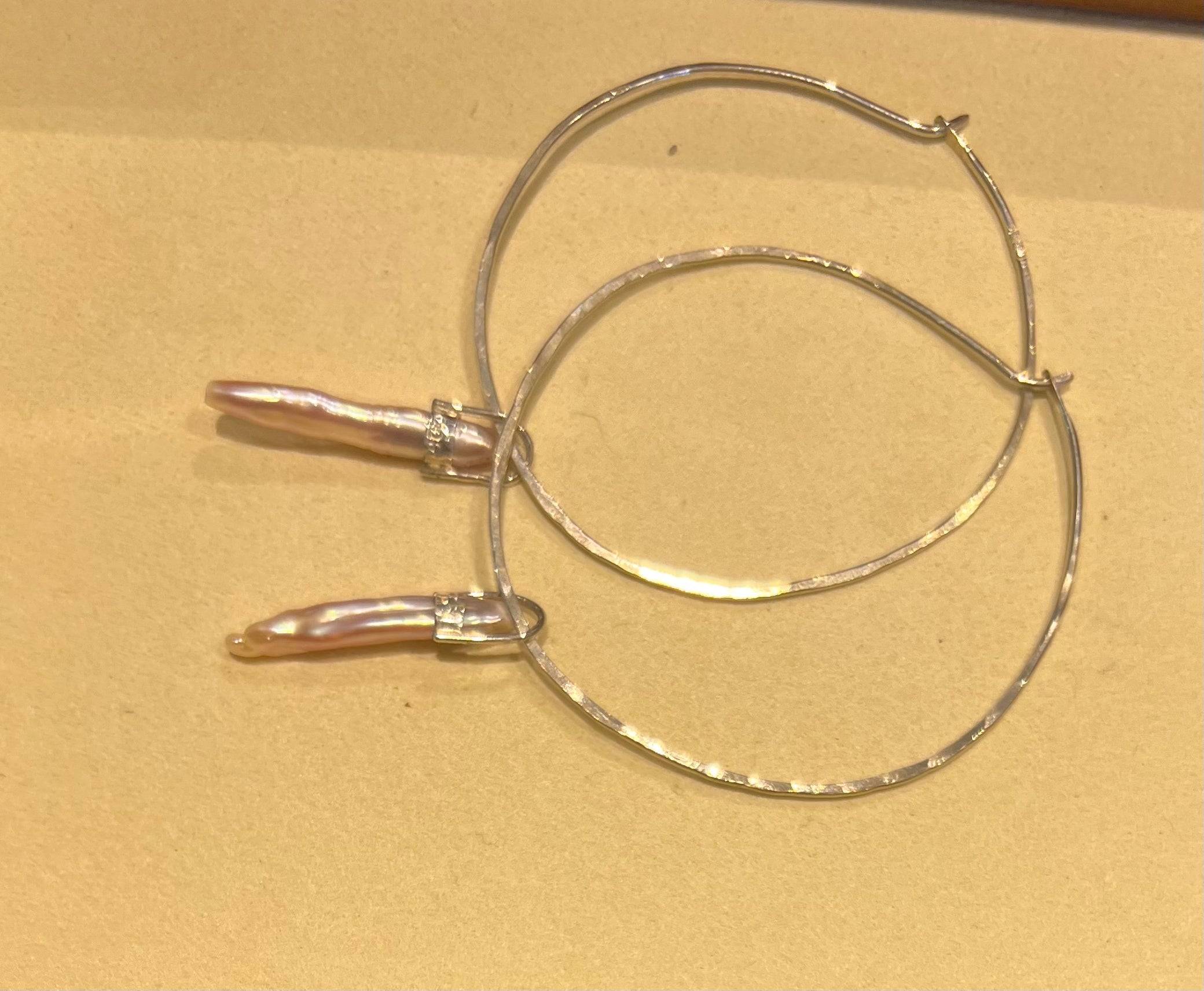 Pearl Silver Hoops