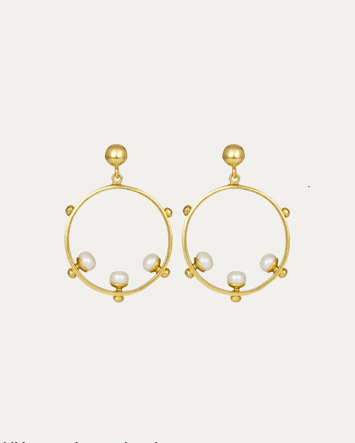 Aristea Pearl and Gold Bead Hoop Earrings