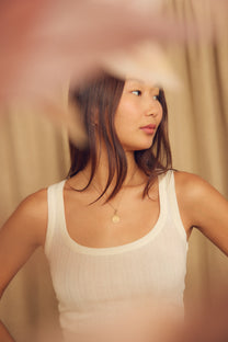Cossac  Organic Cotton and Lyocell Ribbed Tank - Ecru
