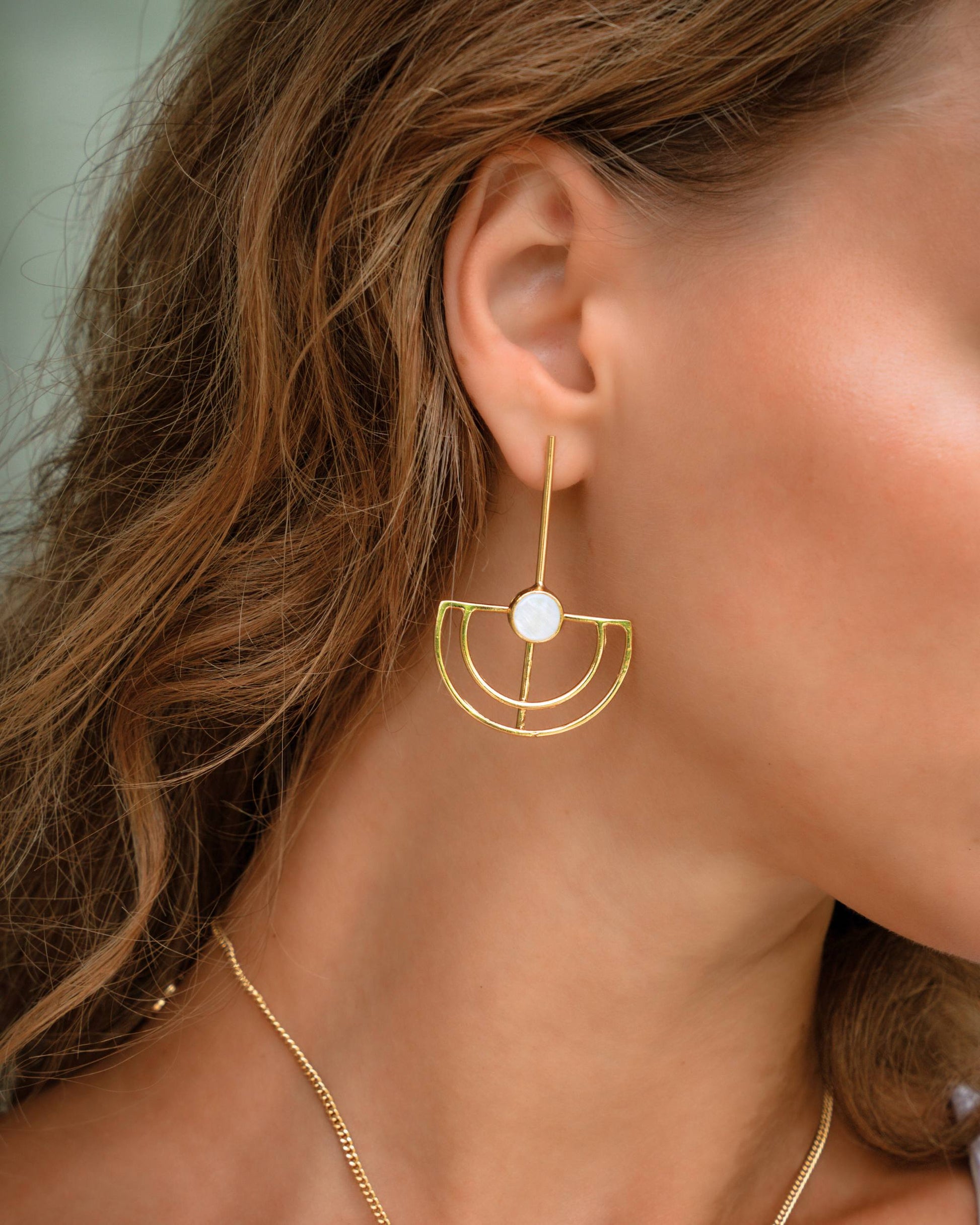 Elise Mother of Pearl Drop Stud Earrings