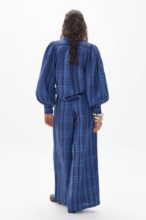 Culotte Linen pants - Ocean Checks Print