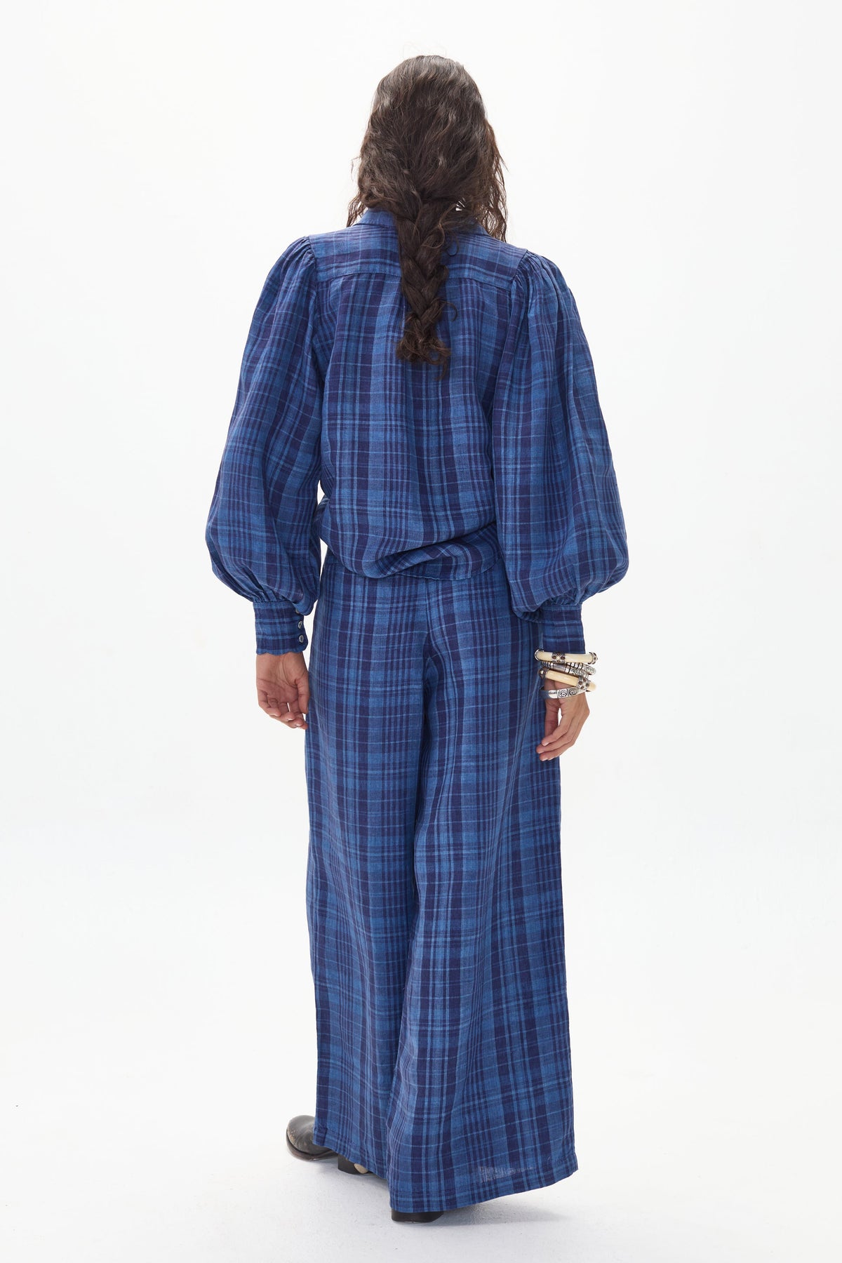 Culotte Linen pants - Ocean Checks Print