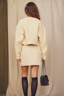Cossac Organic Jacquard Mini Skirt- Oat