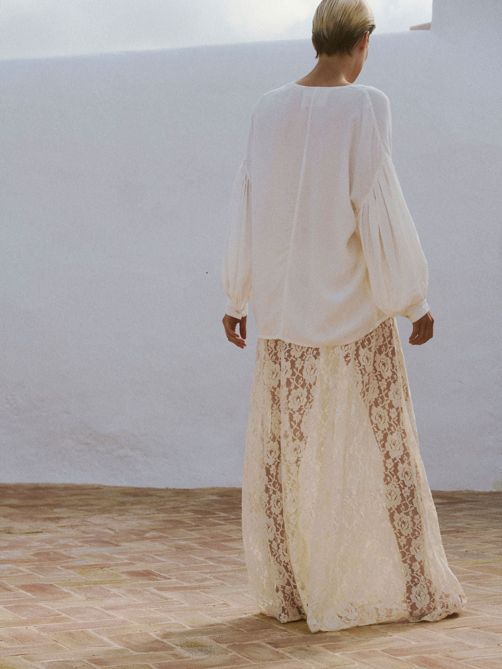 Lace Slip Skirt- White