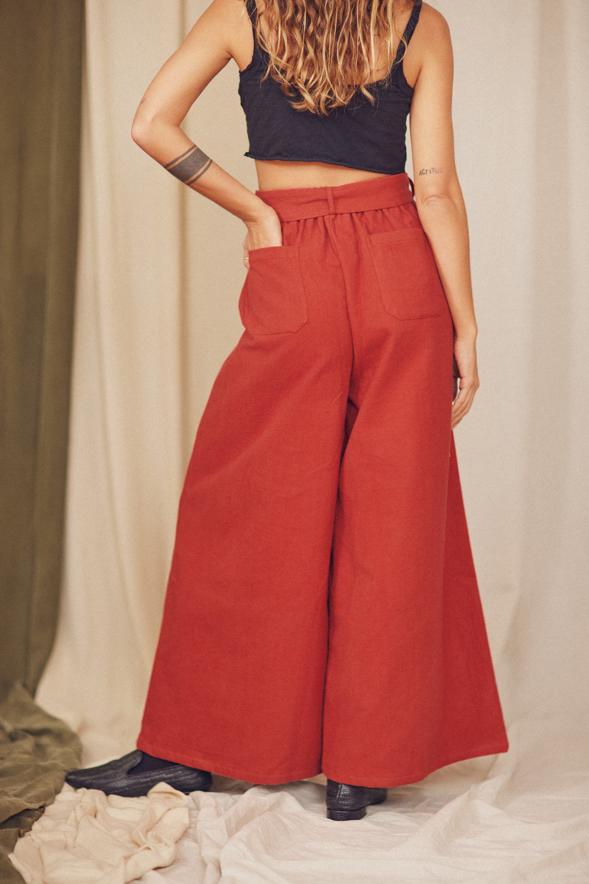 Cossac Organic Cotton Wide Leg Trouser- Poppy