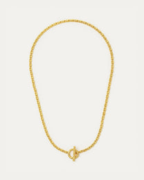 Thea Snake Chain Necklace with T-Bar - S/M