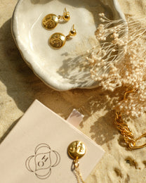Moon Face Gold Drop Earrings