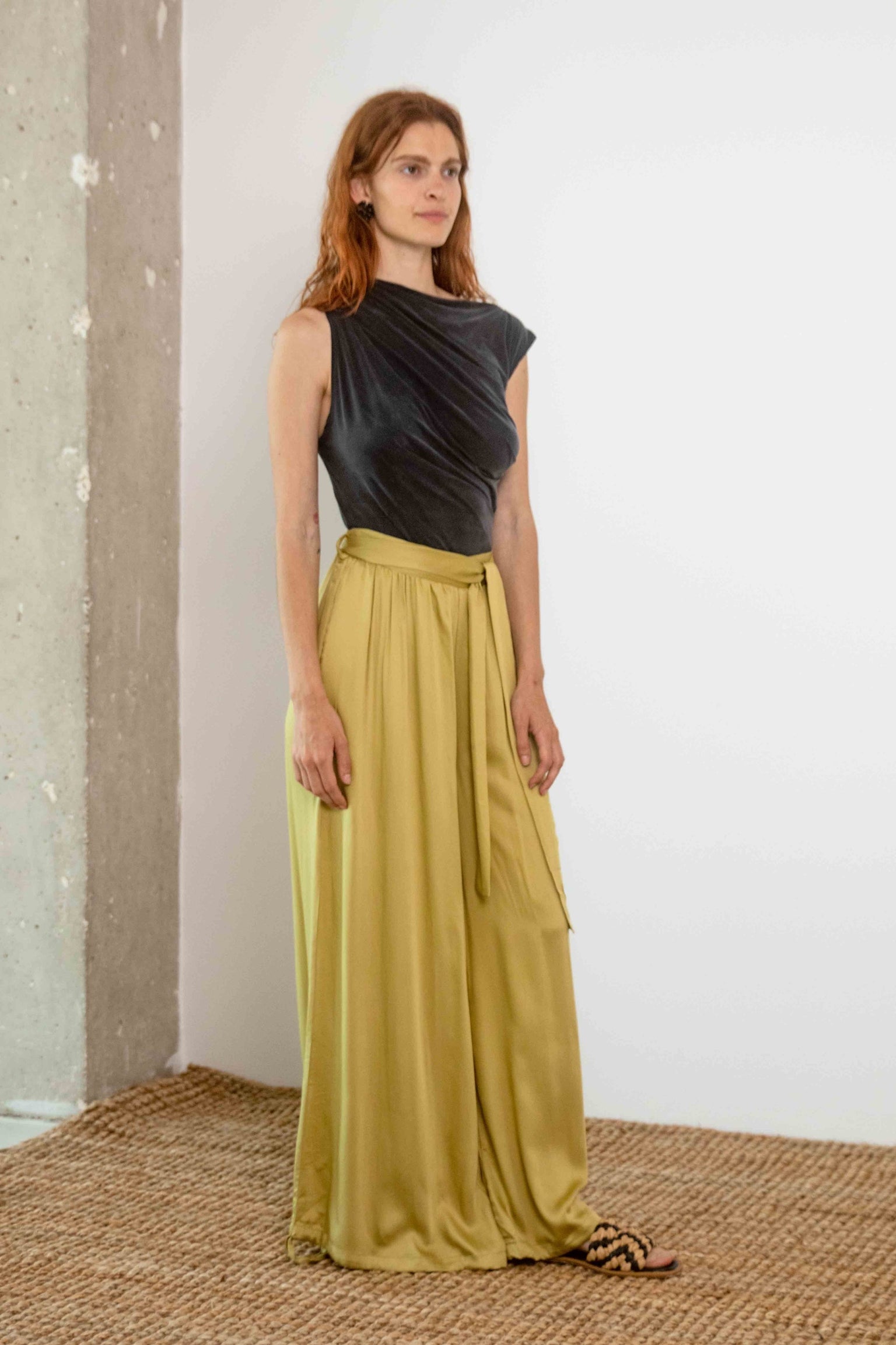 Cossac Wide Ecovero Trousers in Soft Olive