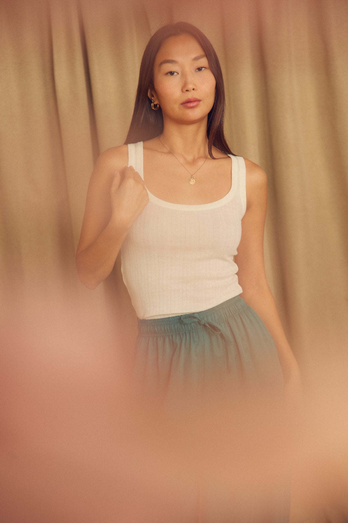 Cossac  Organic Cotton and Lyocell Ribbed Tank - Ecru