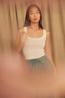 Cossac  Organic Cotton and Lyocell Ribbed Tank - Ecru
