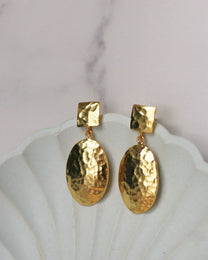 Desiree Hammered Drop Stud Earrings