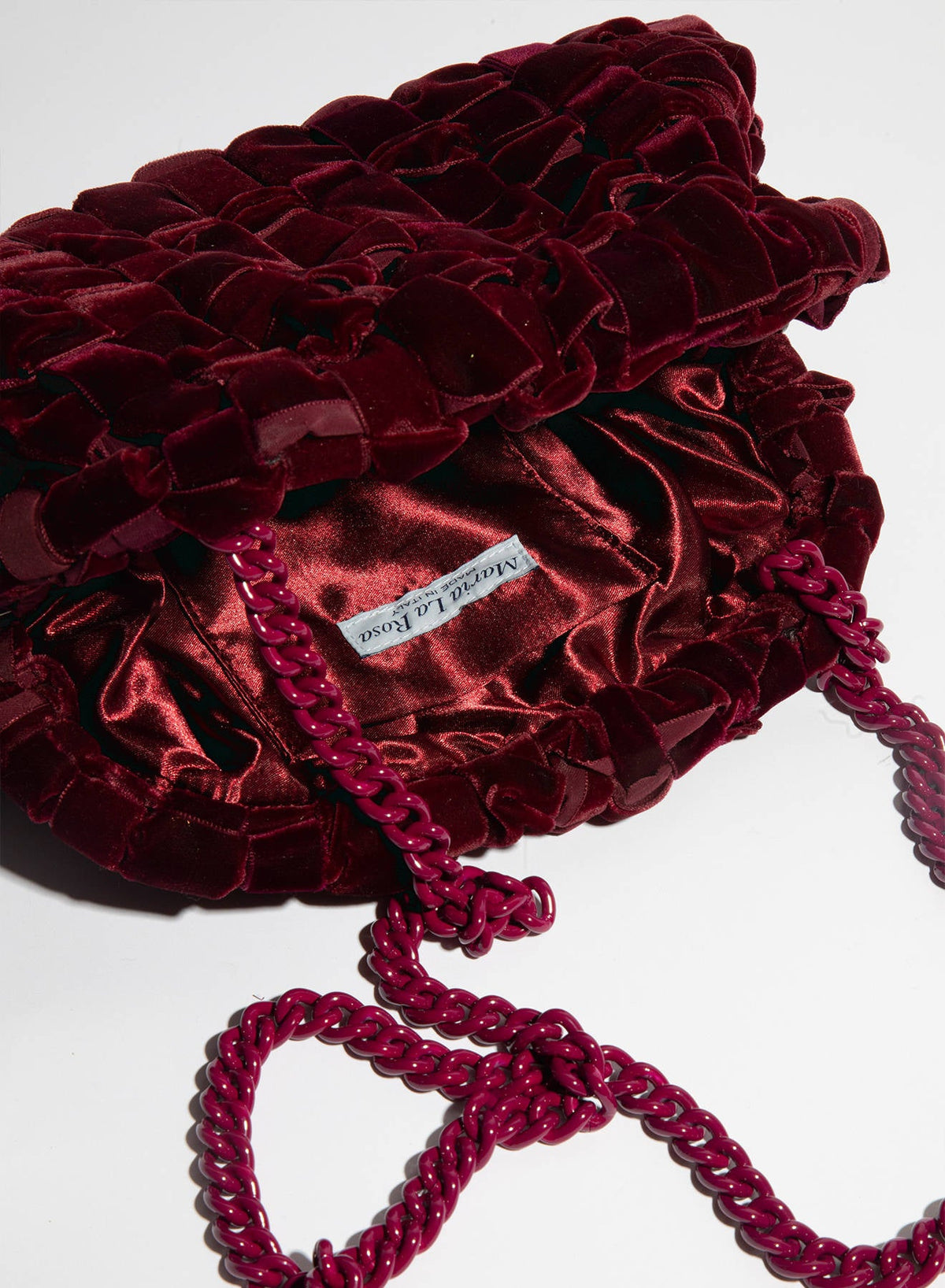Maria La Rosa Bag: Velvet Mini Game - Bordeaux