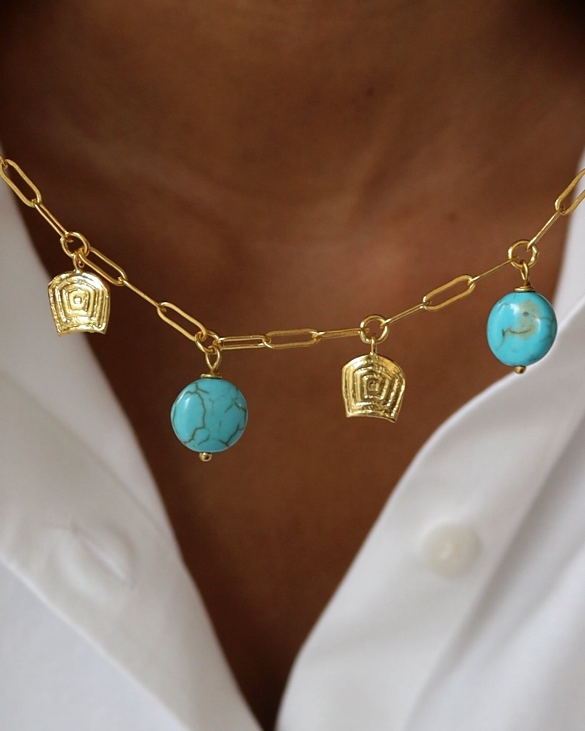Amore Turquoise Charm Chain Necklace