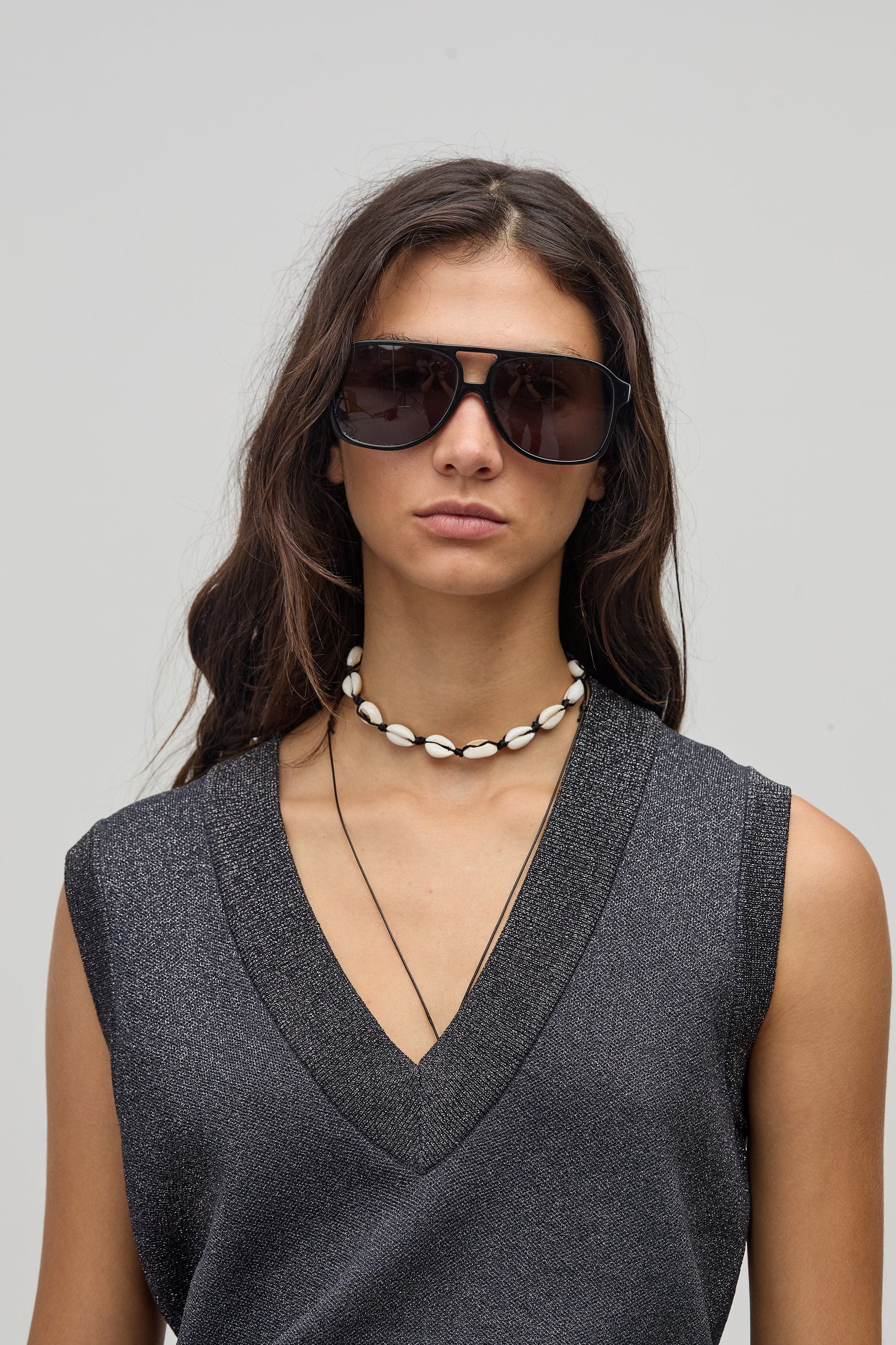 Preppy knitted Vest- Graphite