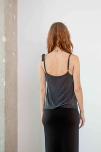 Cossac Drape Slip Top in Slate Black Cupro