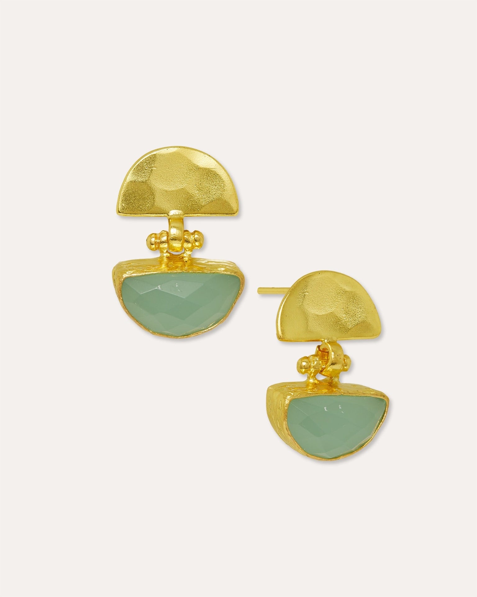 Mina Aqua Chalcedony Drop Stud Earrings