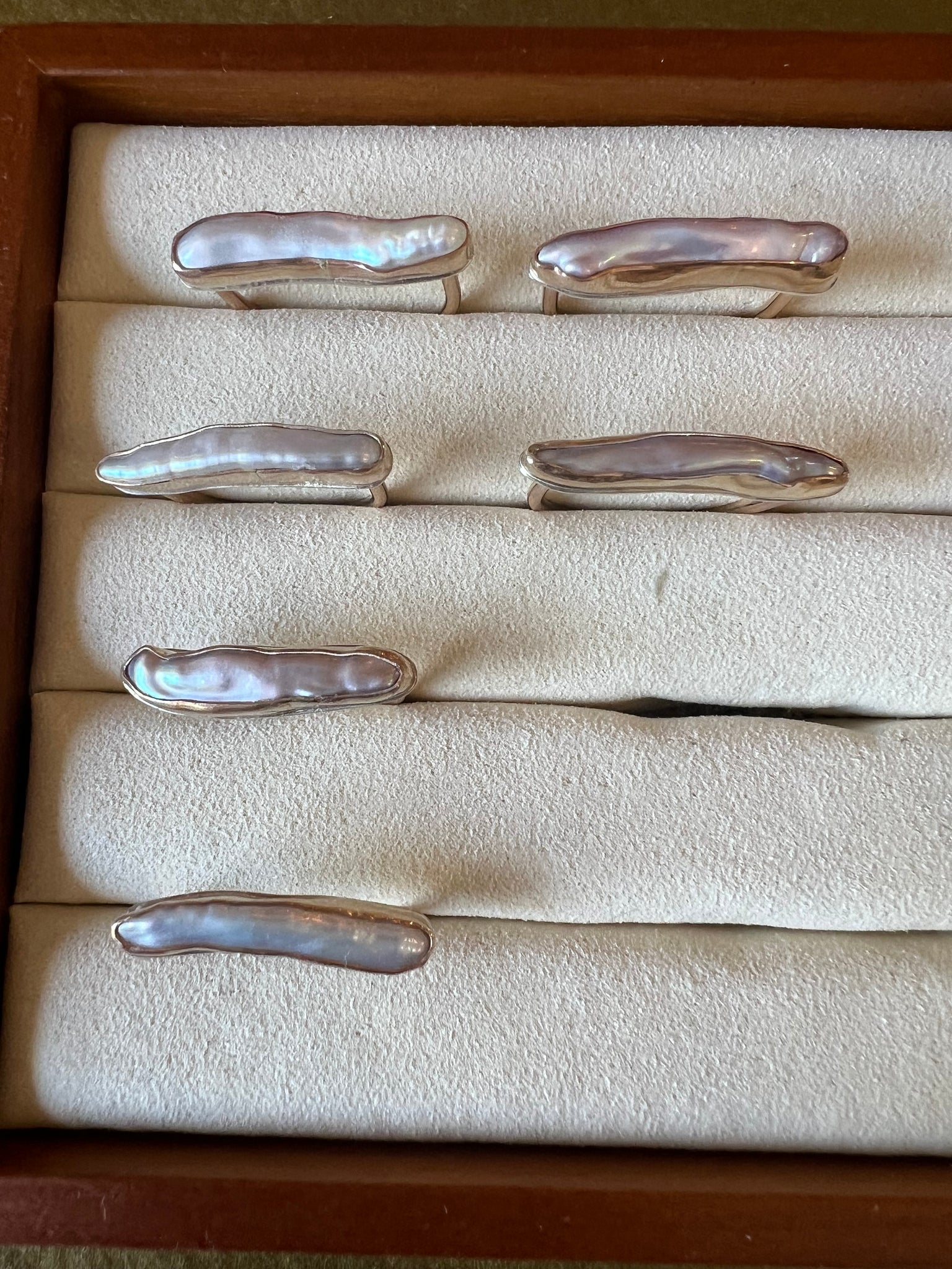 Pearl Bar Stackable rings- silver