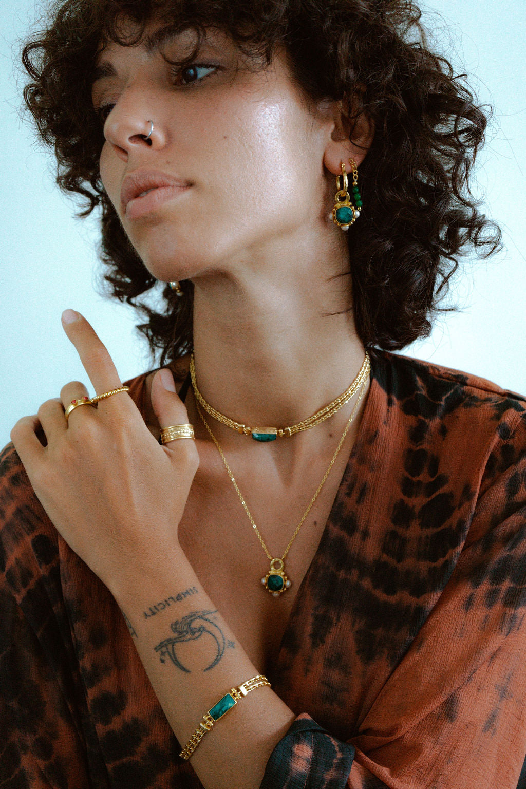 Esther Emerald and Pearl Drop Hoop Earrings