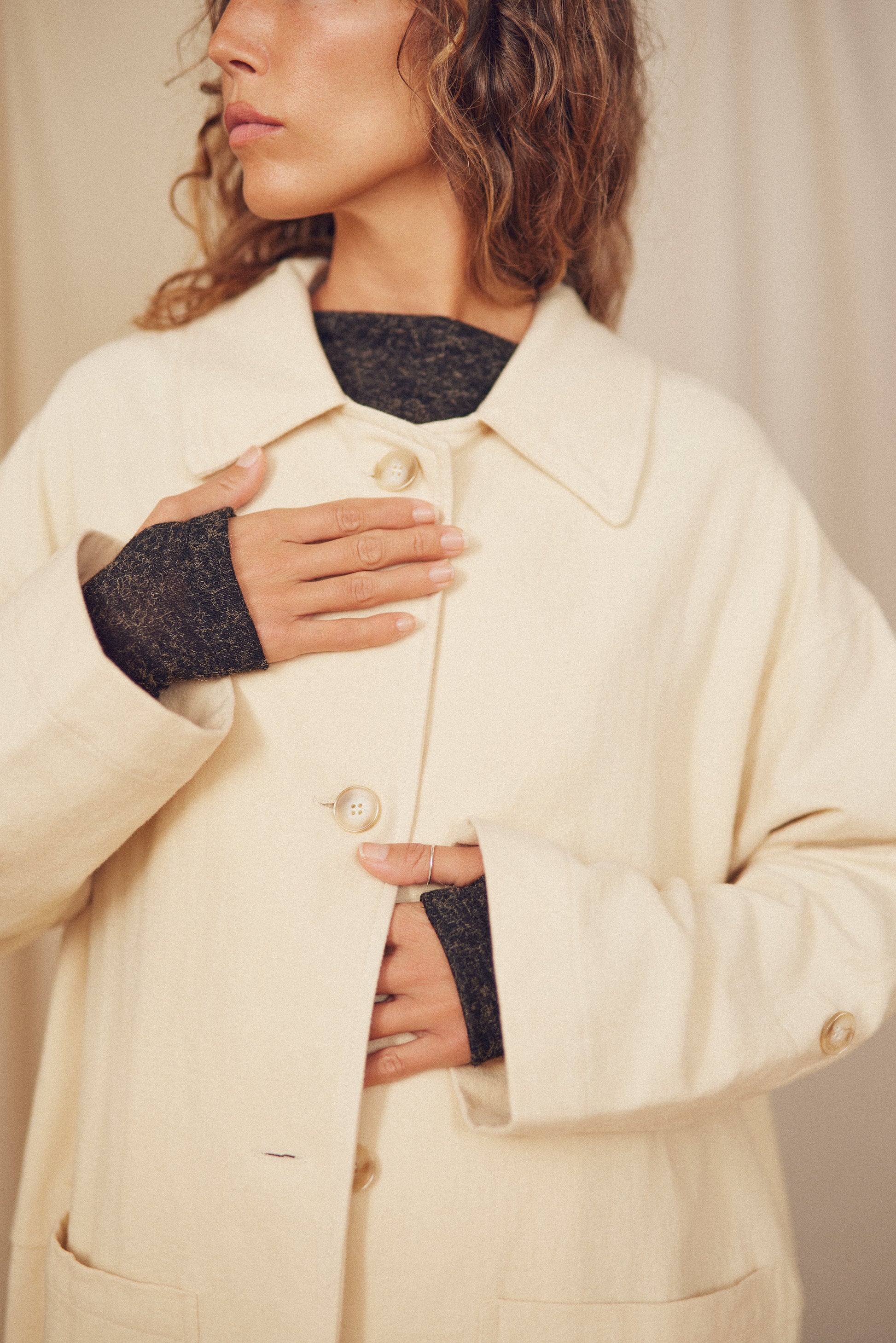 Cossac Organic Cotton Wide Coat - Oat