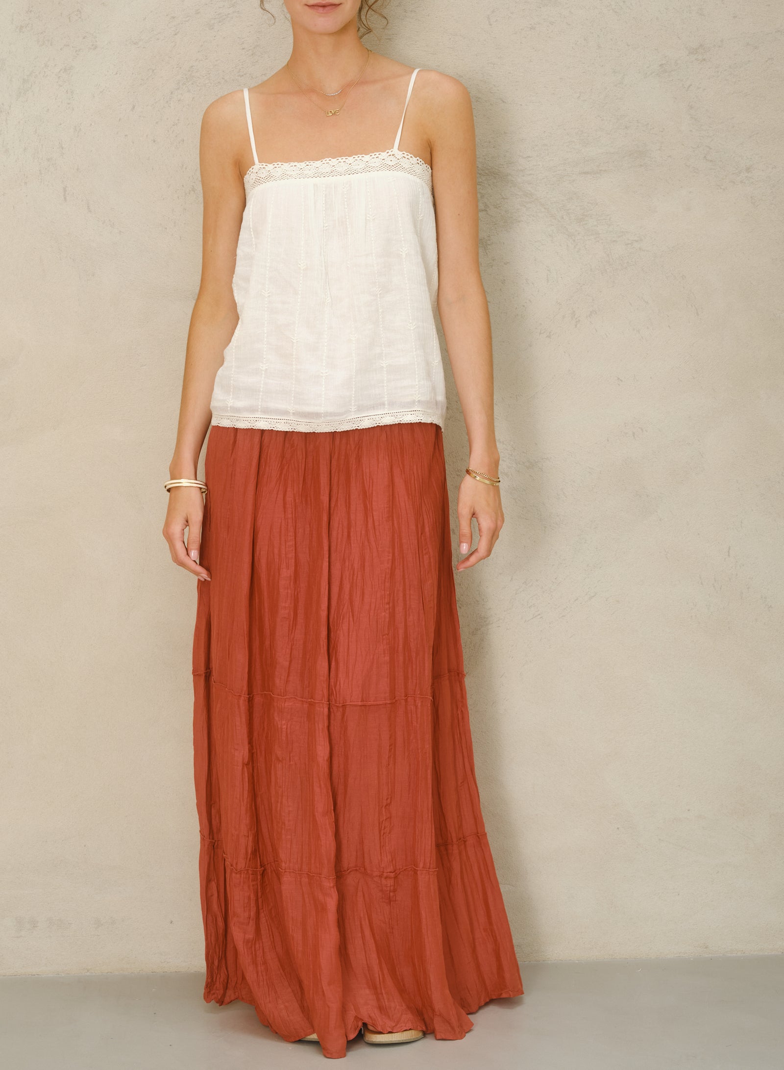 M.A.B.E Kora Cotton Silk Maxi Skirt