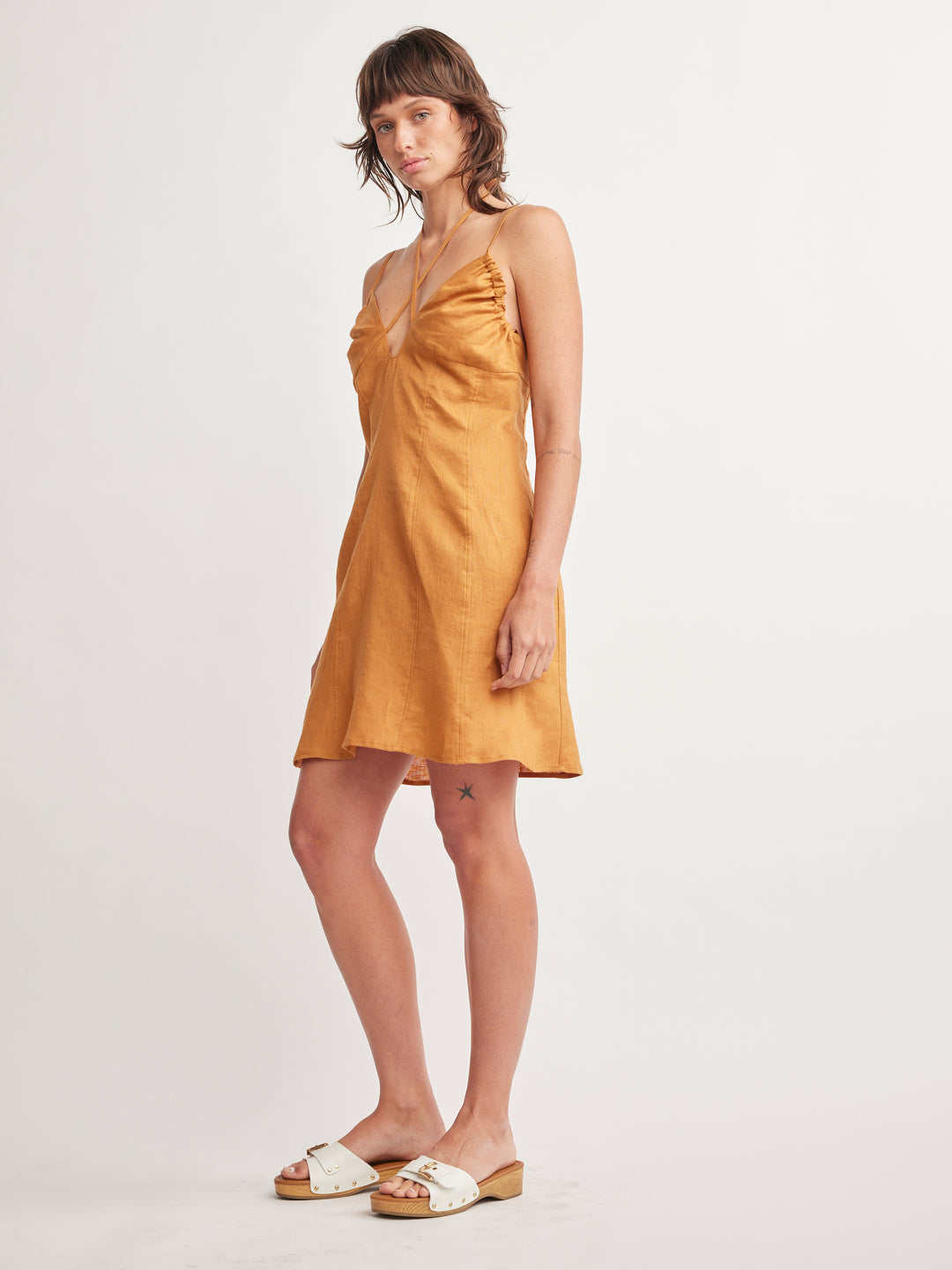 Anais Adjustable Strap Mini Dress- Maple