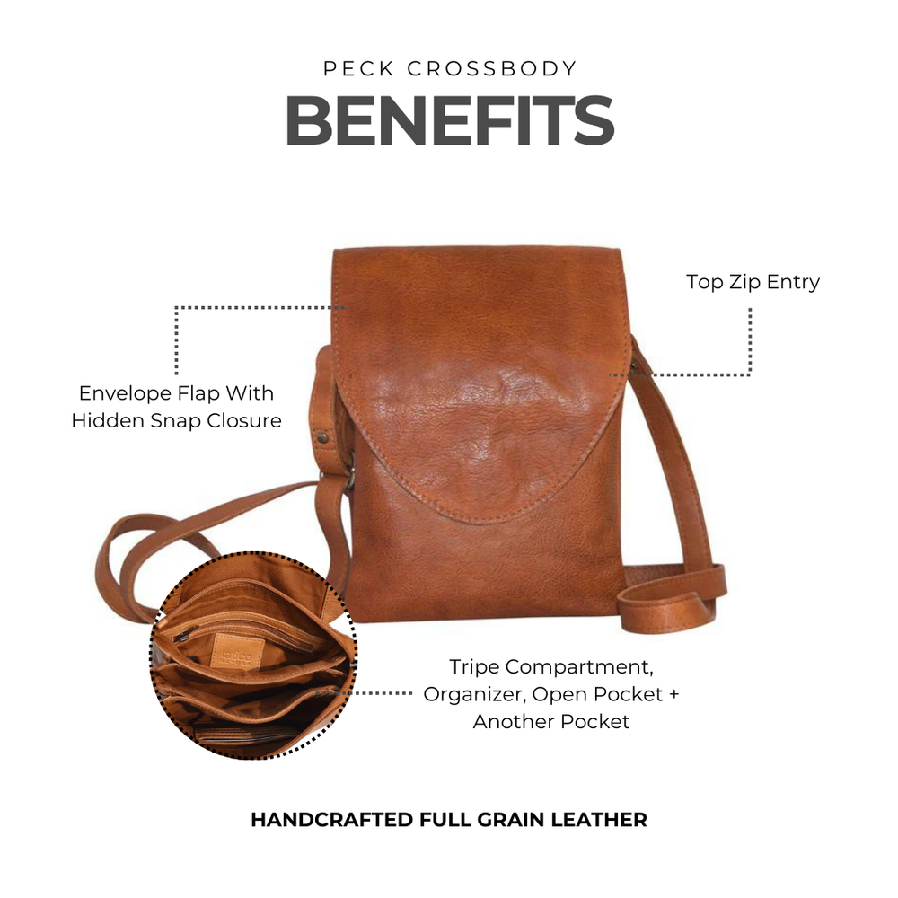 Latico Peck Leather Crossbody Bag- Black